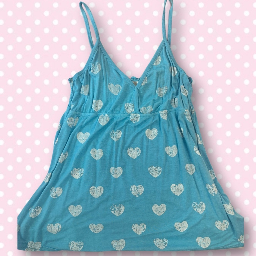Y2K heart print babydoll top 🫐🪽